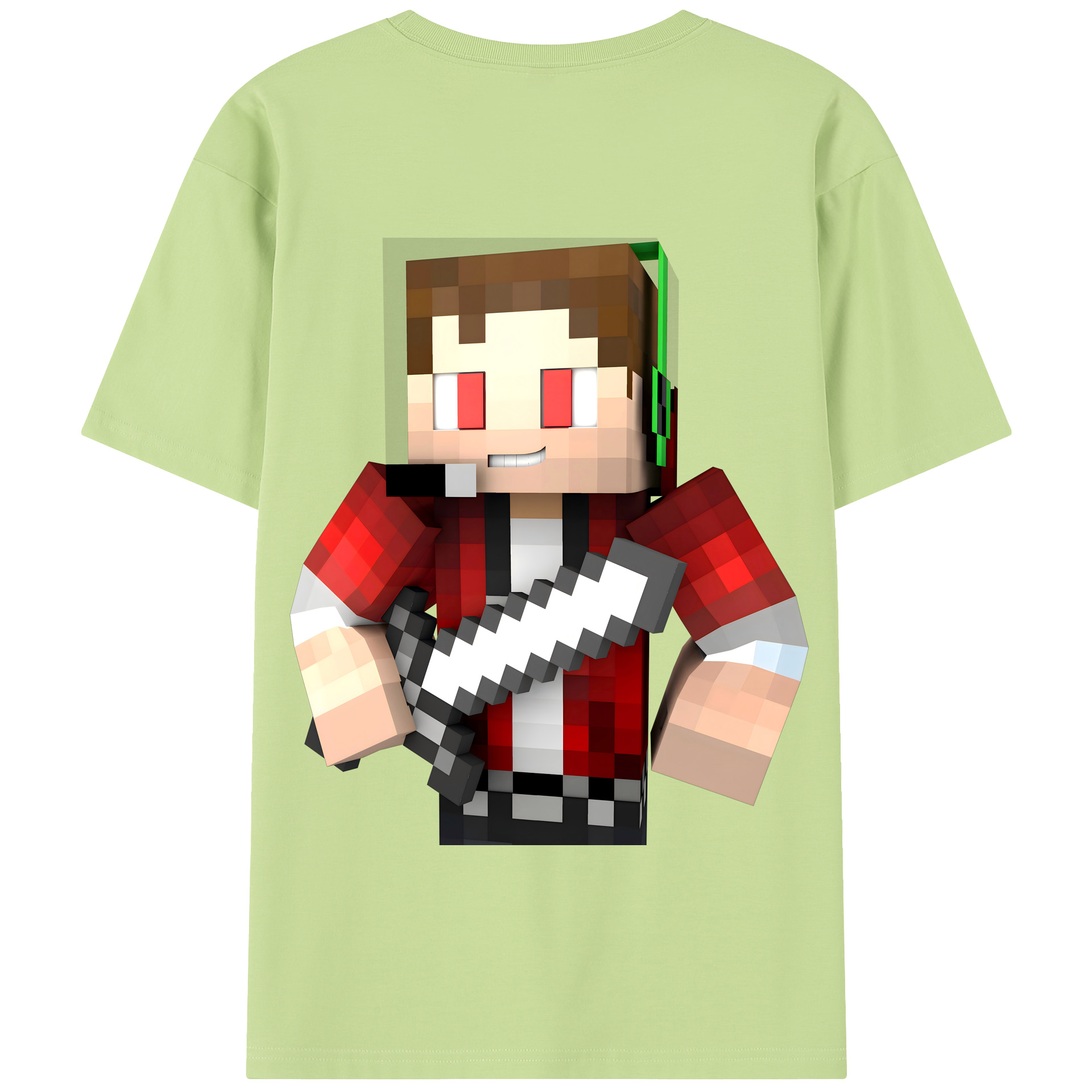 （画像用） マインクラフト ブロックの世界 Minecraft MC Block world 綿100％半袖Tシャツ（背面プリント）